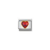 Nomination Composable Classic EDELSTEINE HERZ aus Edelstahl und 18K-Gold (08_OPAL ROT)